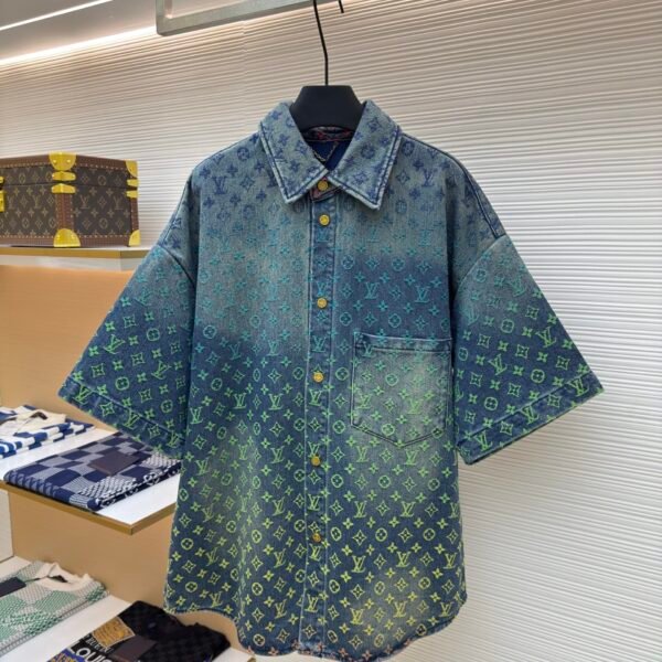 LOUIS VUITTON Gradient Jacquard Denim Short sleeved Shirt