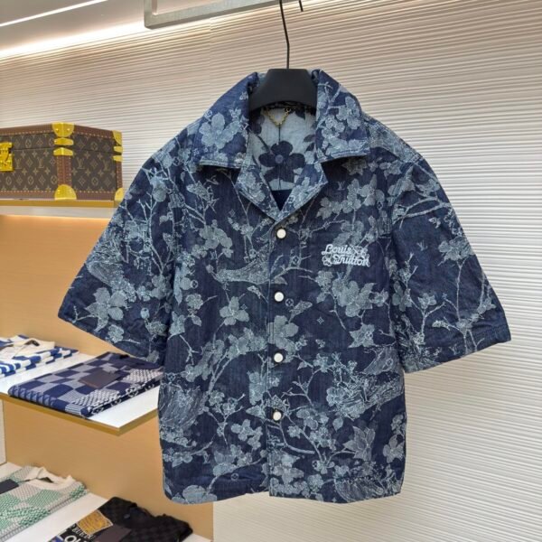 LOUIS VUITTON floral embroidered letter short sleeved shirt