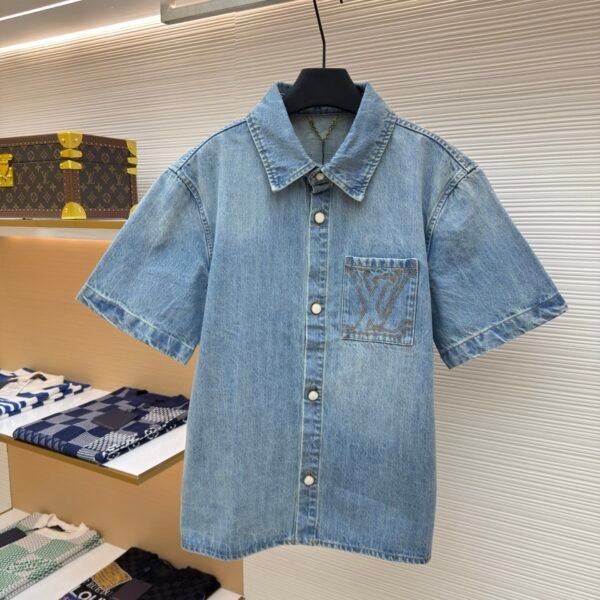 LOUIS VUITTON logo denim short sleeved jacket