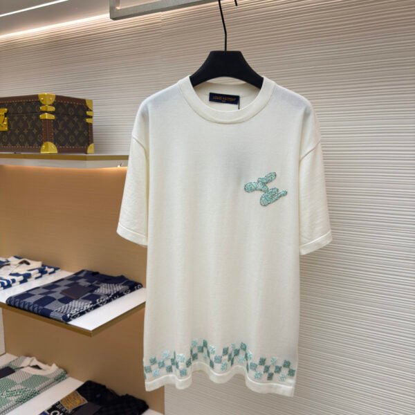 LOUIS VUITTON Decorative Details Beads Woolen Short Sleeves