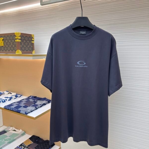 Balenciaga gray circle embroidered round neck short sleeved shirt