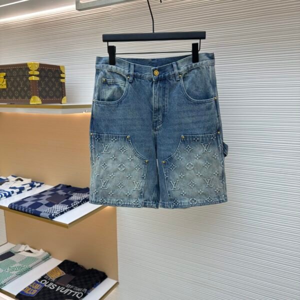 LOUIS VUITTON embossed denim shorts