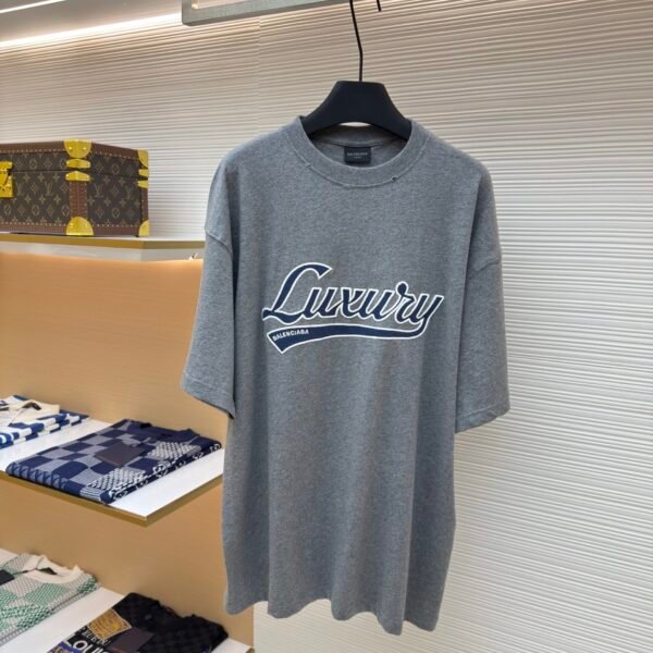 Balenciaga Luxury Letter Patch Round Neck Short Sleeve