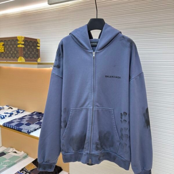 Balenciaga vintage embroidered zipper hooded sweatshirt