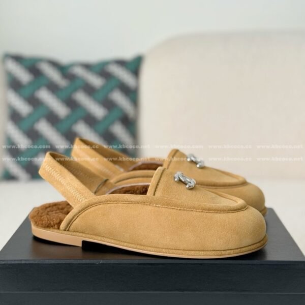 Chanel 25A Flat-Soled Pull-On Furry Shoes