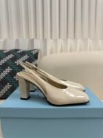 Prada Square Toe Chunky Heel Sandals / Heel Height: 8.5cm