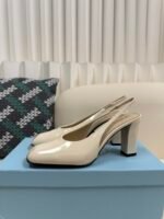 Prada Square Toe Chunky Heel Sandals / Heel Height: 8.5cm - Image 2