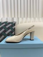 Prada Square Toe Chunky Heel Sandals / Heel Height: 8.5cm - Image 5