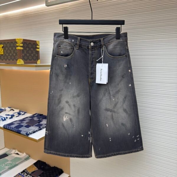 Acne Studios ink splattered denim cropped pants
