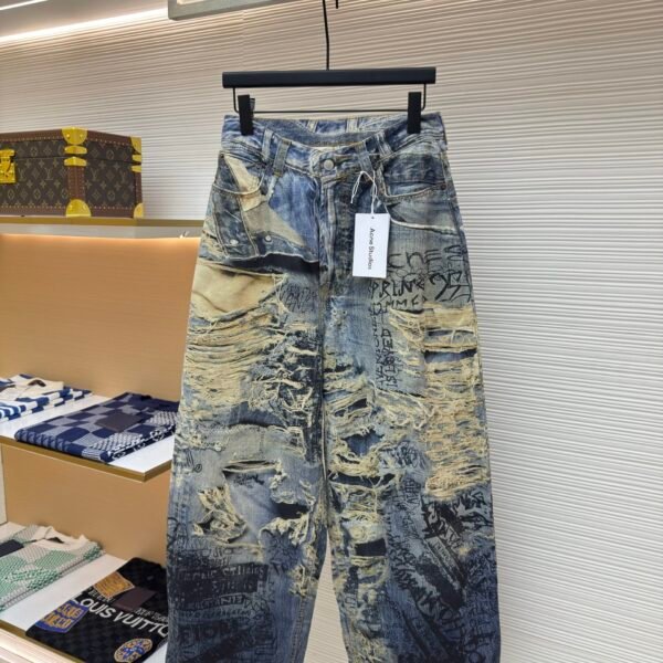 Acne Studios 3D ripped and frosted jeans