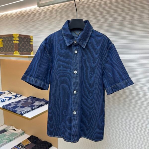 LOUISHUITTON tree patterned denim short sleeved long sleeved shirt