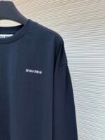 MIUMIU round neck navy blue long sleeved shirt - Image 7