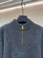 LOUIS VUITTON Inlaid Dark Pattern Zipper Woolen Sweater - Image 3