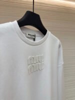 MIU MIU Embroidered Burnt Flower Logo Long Sleeve - Image 4