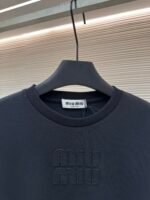 MIU MIU Embroidered Burnt Flower Logo Long Sleeve - Image 3