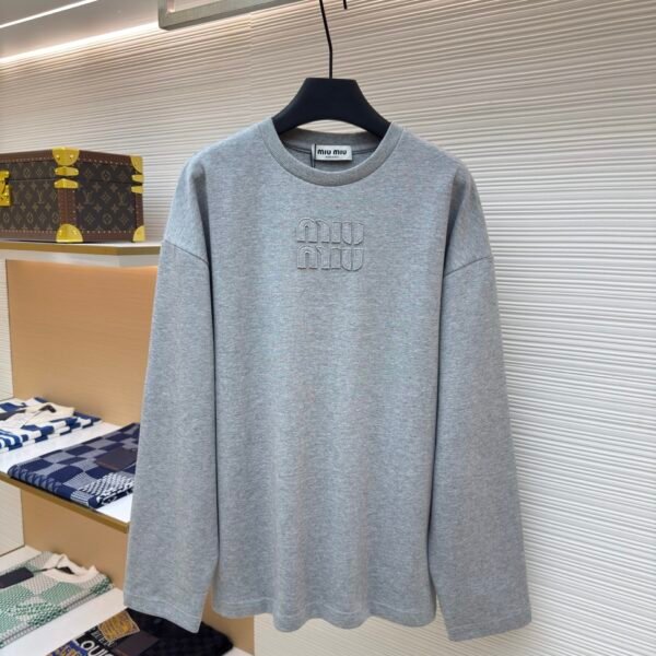 MIU MIU Embroidered Burnt Flower Logo Long Sleeve