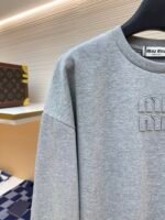 MIU MIU Embroidered Burnt Flower Logo Long Sleeve - Image 4