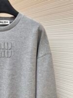 MIU MIU Embroidered Burnt Flower Logo Long Sleeve - Image 5