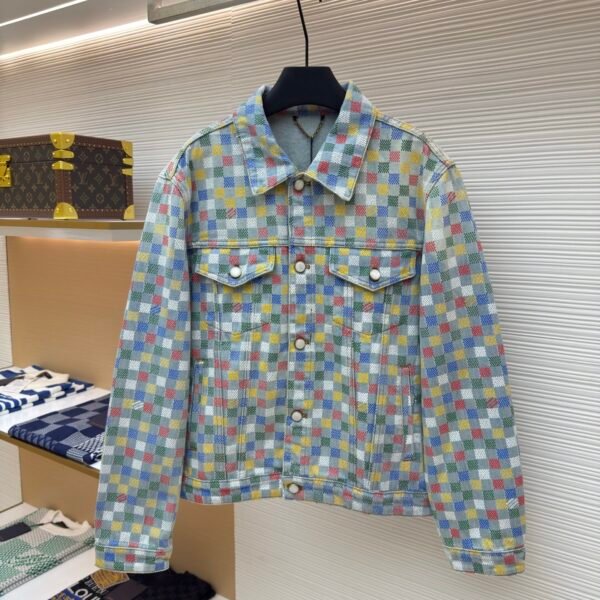 LOUIS VUITTON Colorful Checkered Denim Coat