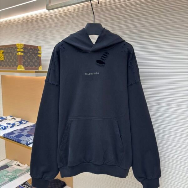 Balenciaga hot stamping hooded sweatshirt with holes