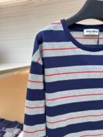 MIU MIU Grey Blue Stripe Long Sleeve - Image 4