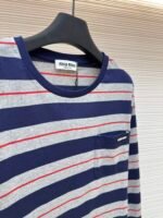 MIU MIU Grey Blue Stripe Long Sleeve - Image 8