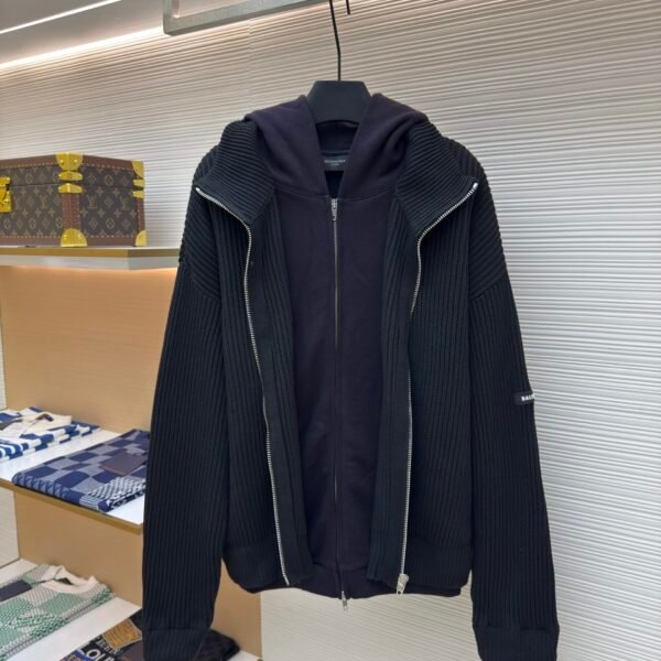 Balenciaga fake two-piece spliced zipper cardigan sweater