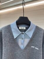 MIUMIU Morandi Polo Collar Color blocked Long Sleeve - Image 3