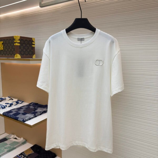 DIOR CD letter embroidered round neck short sleeved shirt
