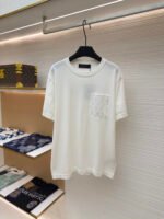 LOUIS VUITTON Vintage Knitted Embroidered Pocket Short Sleeve