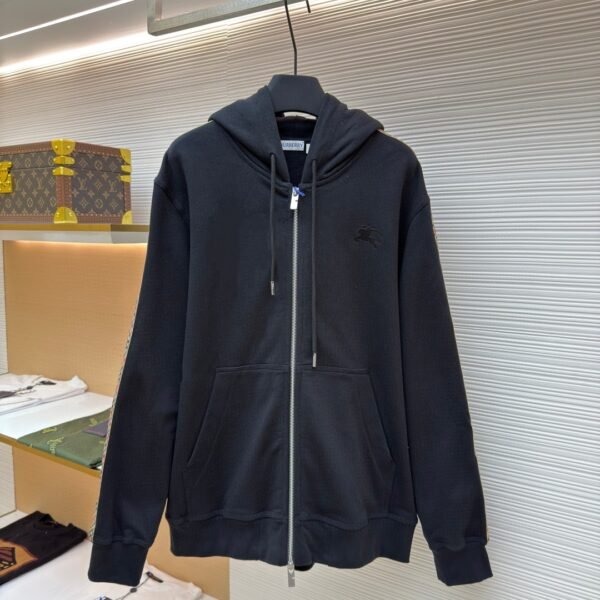 BURBERRY woven edge embroidered hooded sweatshirt