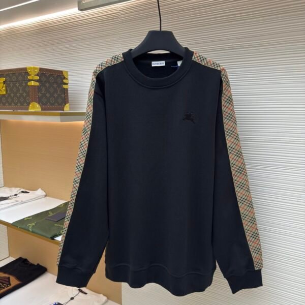 BURBERRY webbing trimmed round neck sweatshirt