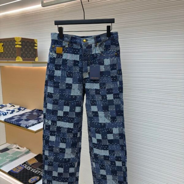 LOUIS VUITTON Nigo collaboration jacquard checkerboard denim pants