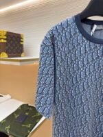 DIOR blue full body jacquard cotton short sleeved shirt - Image 4