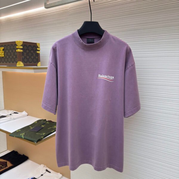 Balenciaga washed cola wave letter printed short sleeved shirt