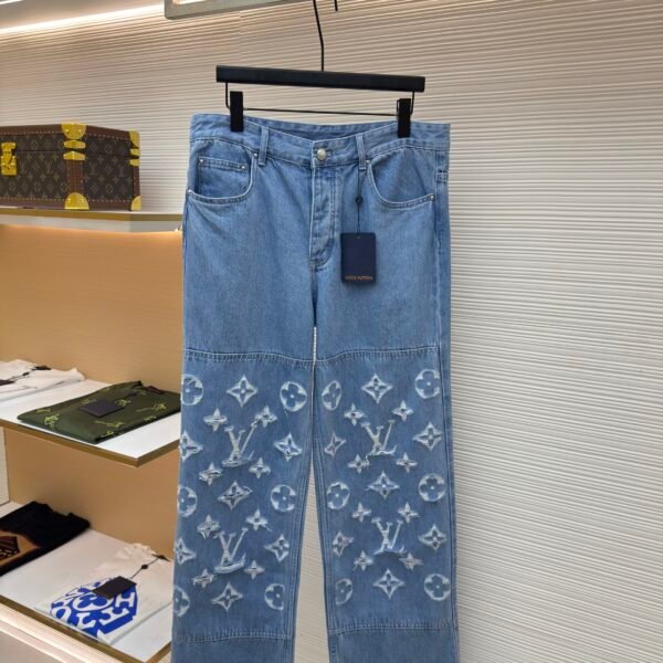 Louis Vuitton washed ripped jeans