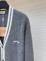 MiuMiu grey and white striped cardigan - Image 5