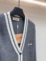 MiuMiu grey and white striped cardigan - Image 14