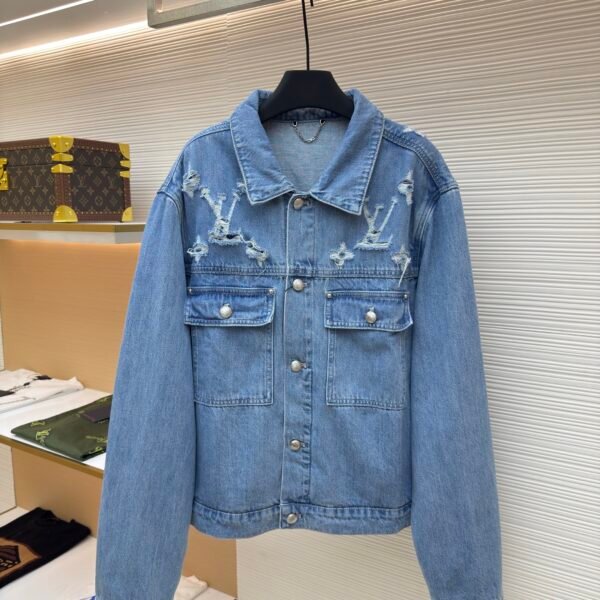 Louis Vuitton washed ripped denim jacket