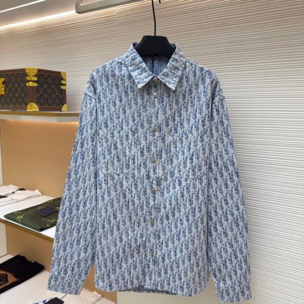 DIOR all-over printed lettering denim shirt