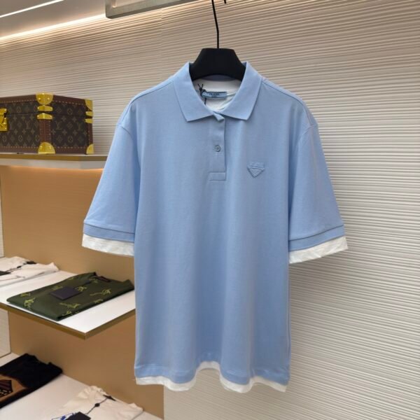 Prada jersey fake two-piece short-sleeved polo shirt