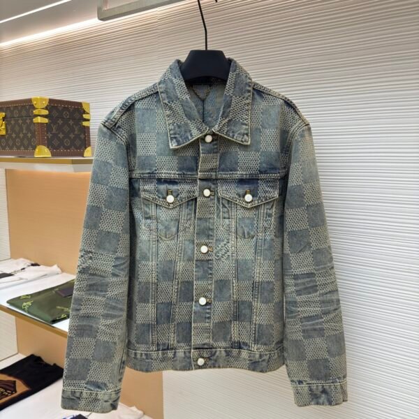 Louis Vuitton yellowed checkerboard denim jacket