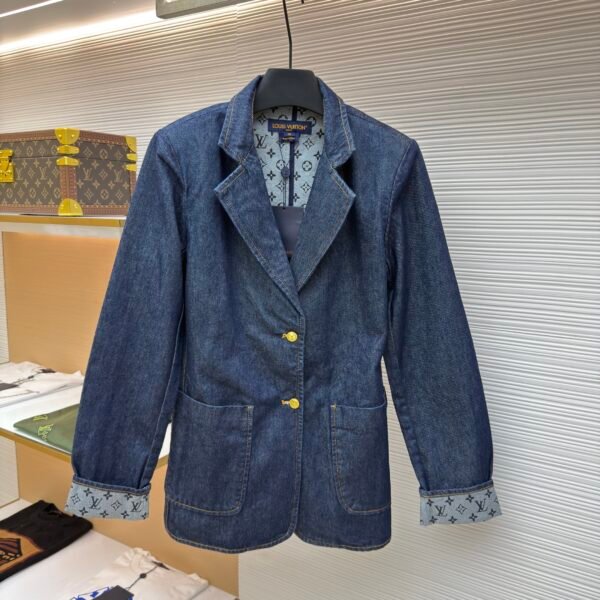Louis Vuitton dark blue logo cuffed denim jacket
