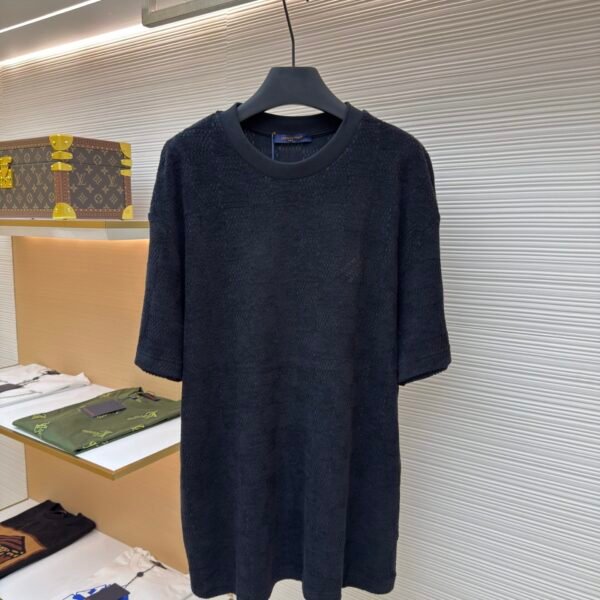 LOUIS VUITTON checkerboard cotton looped embroidered short sleeved shirt