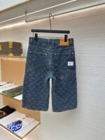 LOUIS VUITTON nigo boot thread embroidered denim shorts - Image 2