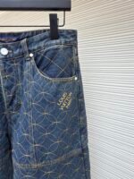 LOUIS VUITTON nigo boot thread embroidered denim shorts - Image 5