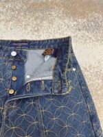 LOUIS VUITTON nigo boot thread embroidered denim shorts - Image 16
