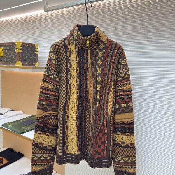 Louis Vuitton NigoMonogram floral jacquard heavy half-zip stand-up collar sweater