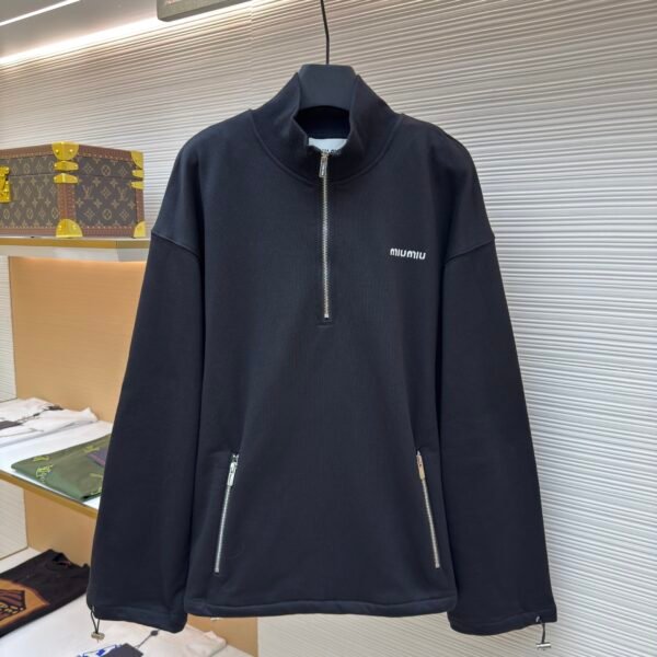 MiuMiu half-zip embroidered sweatshirt