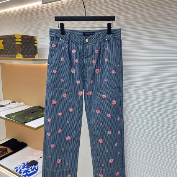 Louis Vuitton Mountain Walnut Cherry Blossom Rhinestone Trousers